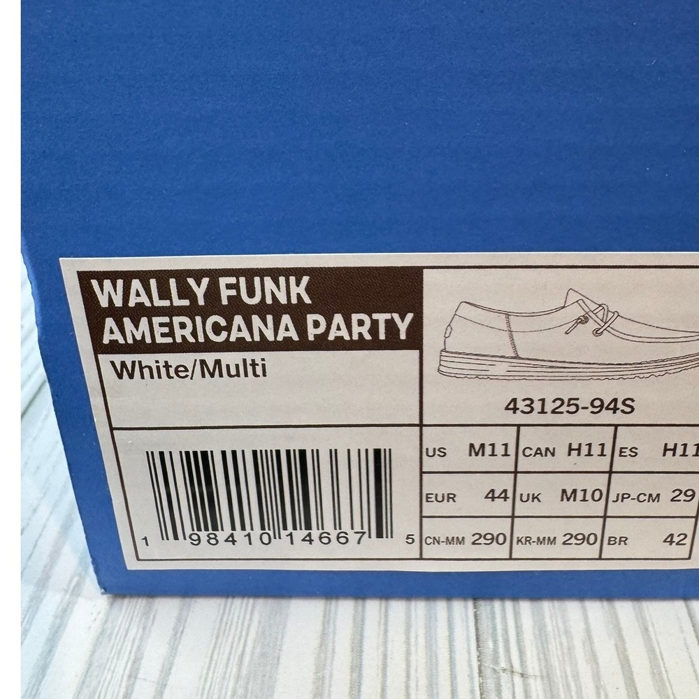 Hey Dude Wally Funk Americana Party Mens Shoes White USA Slip On Comfort Size 11 - Picture 5 of 6